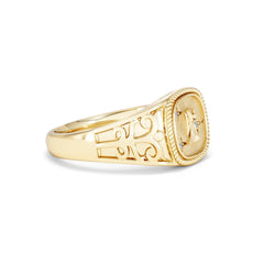 Virgo Zodiac 0.01ct Lab Diamond Signet Ring in 18K Gold Vermeil