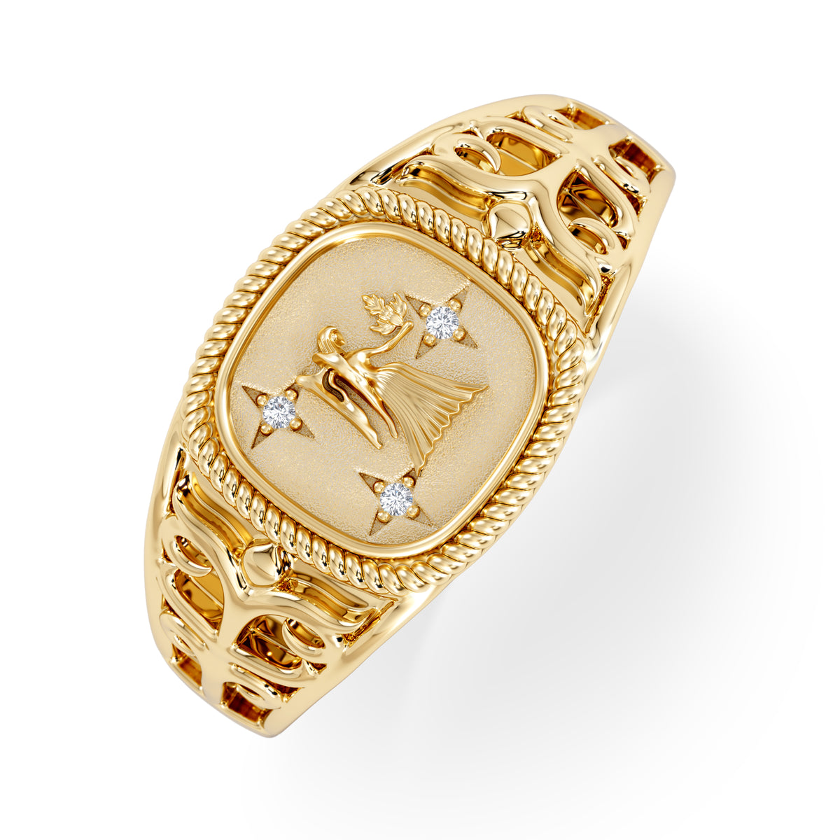 Virgo Zodiac 0.01ct Lab Diamond Signet Ring in 18K Gold Vermeil