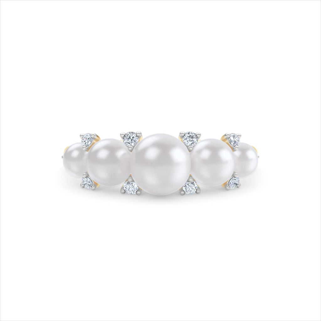 Eden 2.15ct Round Pearl and Lab Diamond 5 Stone Ring in 18K Gold Vermeil