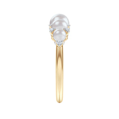 Eden 3mm, 4mm and 5mm Round Pearls and Lab Diamond 5 Stone Ring in 18K Gold Vermeil