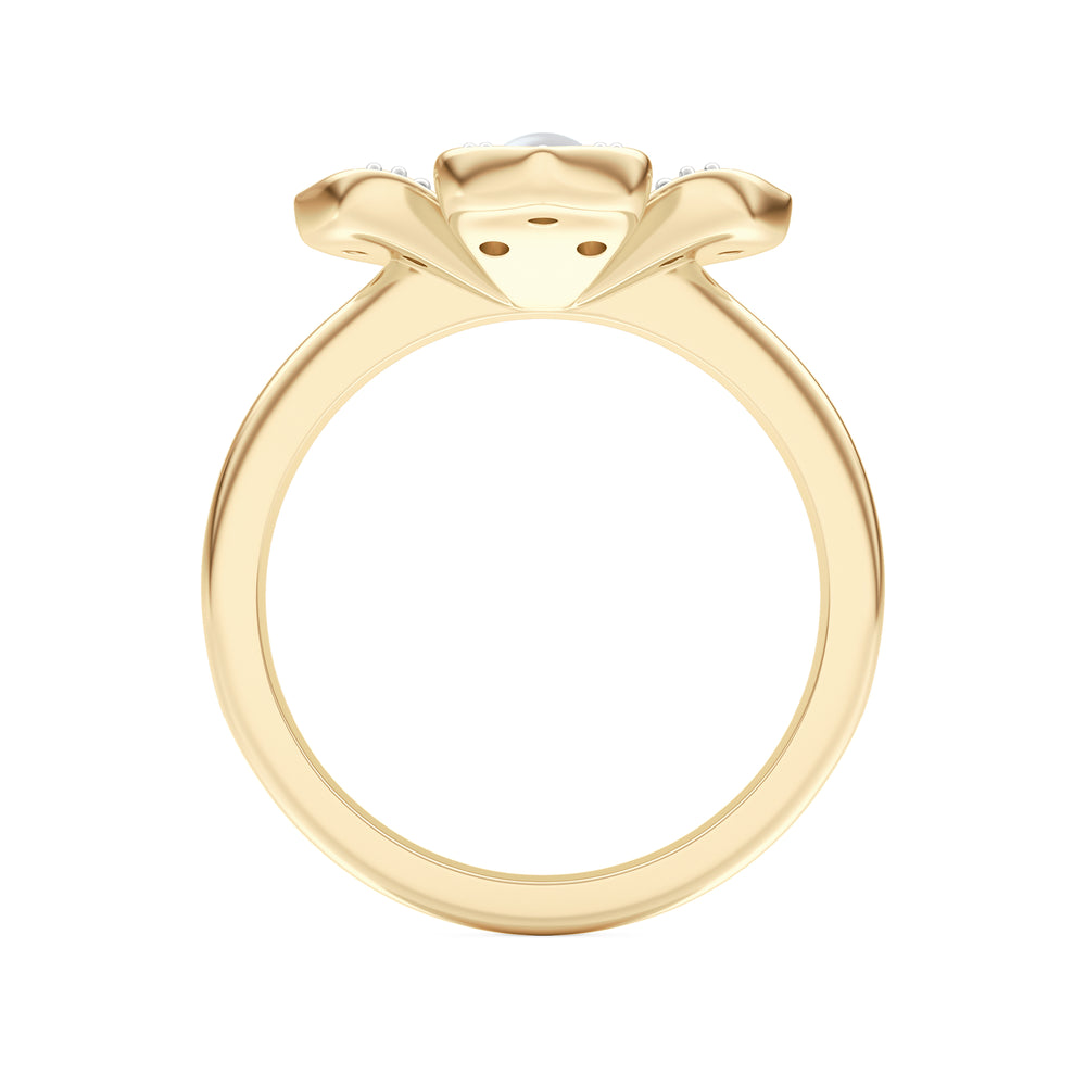 Eden 3mm Round Pearl and Lab Diamond Floral Ring in 18K Gold Vermeil