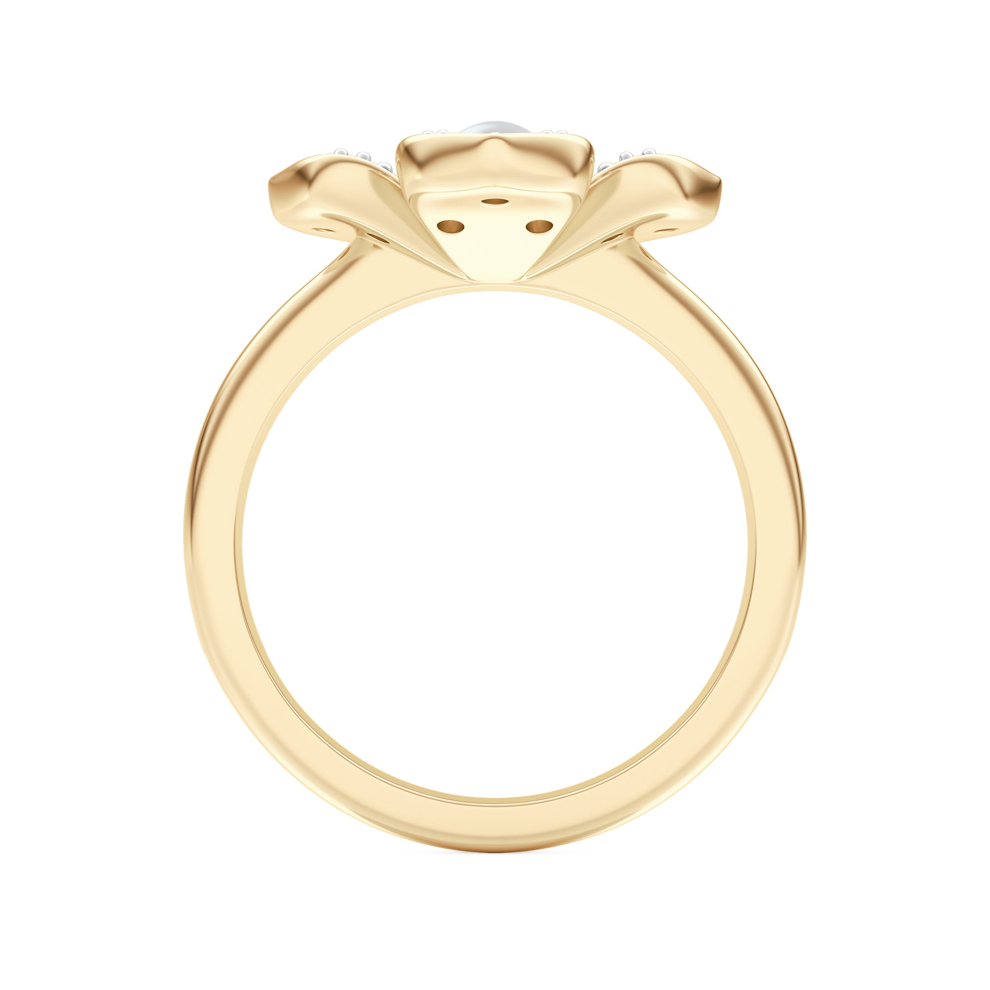 Eden 3mm Round Pearl and Lab Diamond Floral Ring in 18K Gold Vermeil