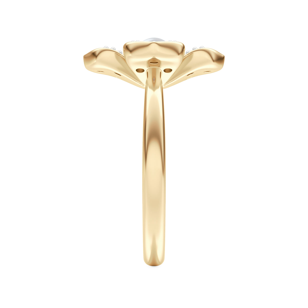 Eden 3mm Round Pearl and Lab Diamond Floral Ring in 18K Gold Vermeil