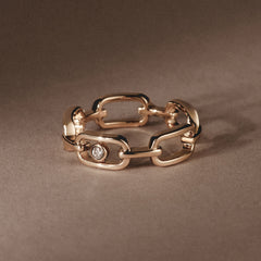 Bound Lab Diamond Link Ring 0.041ct Round Cut in 18K Gold Vermeil