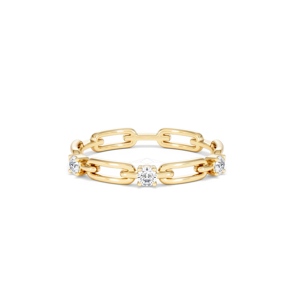 Bound Lab Diamond Link Ring 0.125ct Round Cut in 18K Gold Vermeil