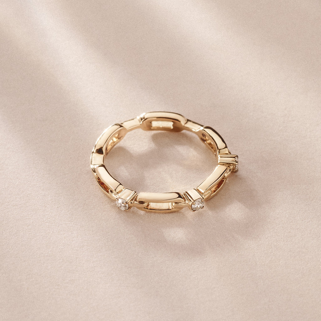 Bound Lab Diamond Link Ring 0.125ct Round Cut in 18K Gold Vermeil