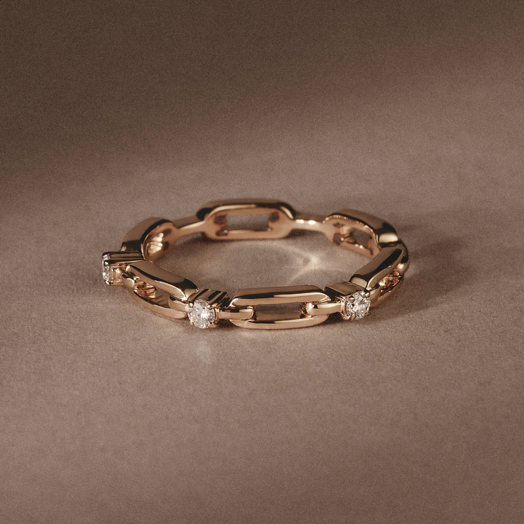 Bound Lab Diamond Link Ring 0.125ct Round Cut in 18K Gold Vermeil