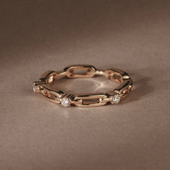 Bound Lab Diamond Link Ring 0.125ct Round Cut in 18K Gold Vermeil
