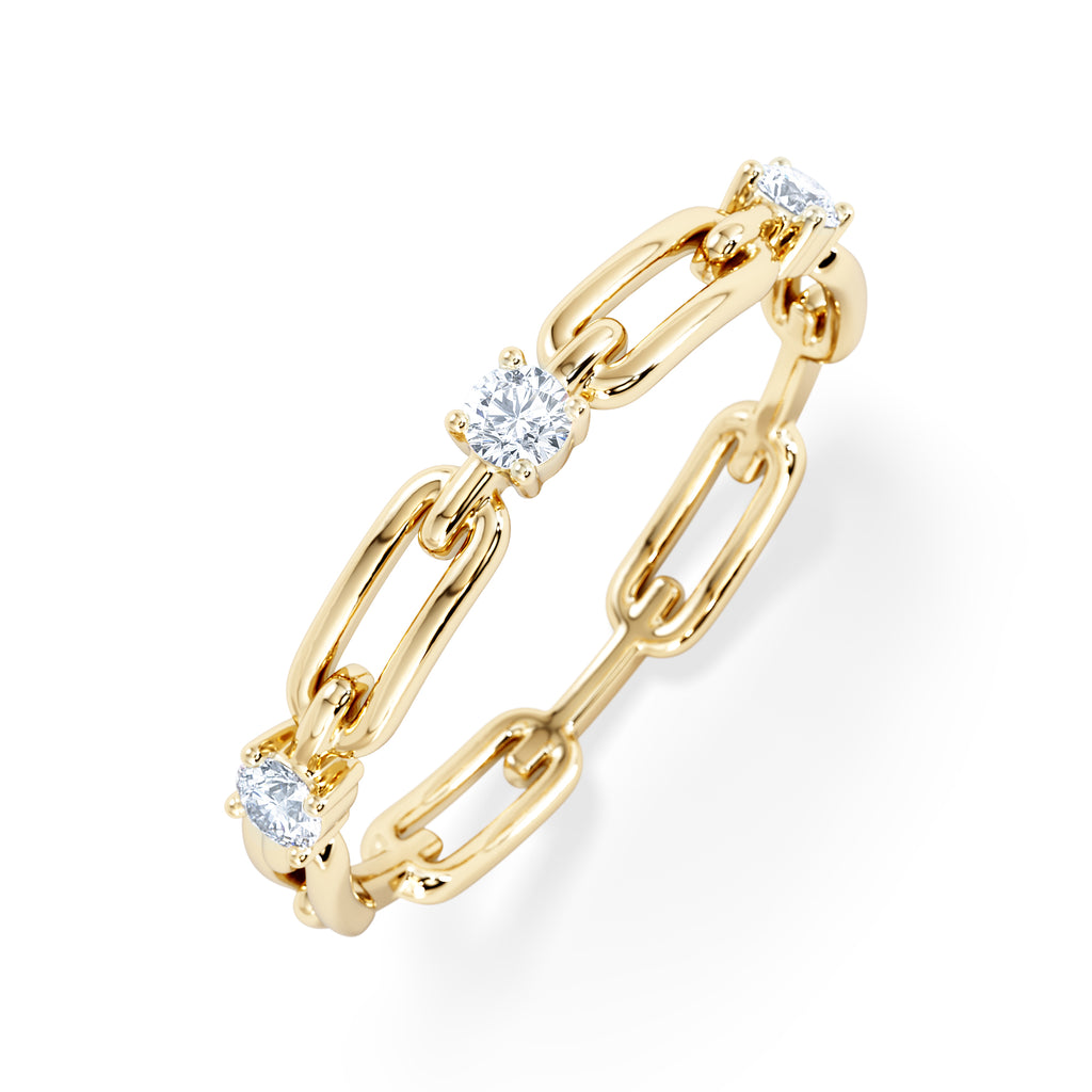 Bound Lab Diamond Link Ring 0.125ct Round Cut in 18K Gold Vermeil