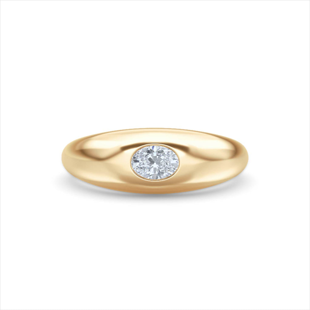 Apex 0.25ct Oval Cut Lab Diamond Signet Ring in 18K Gold Vermeil
