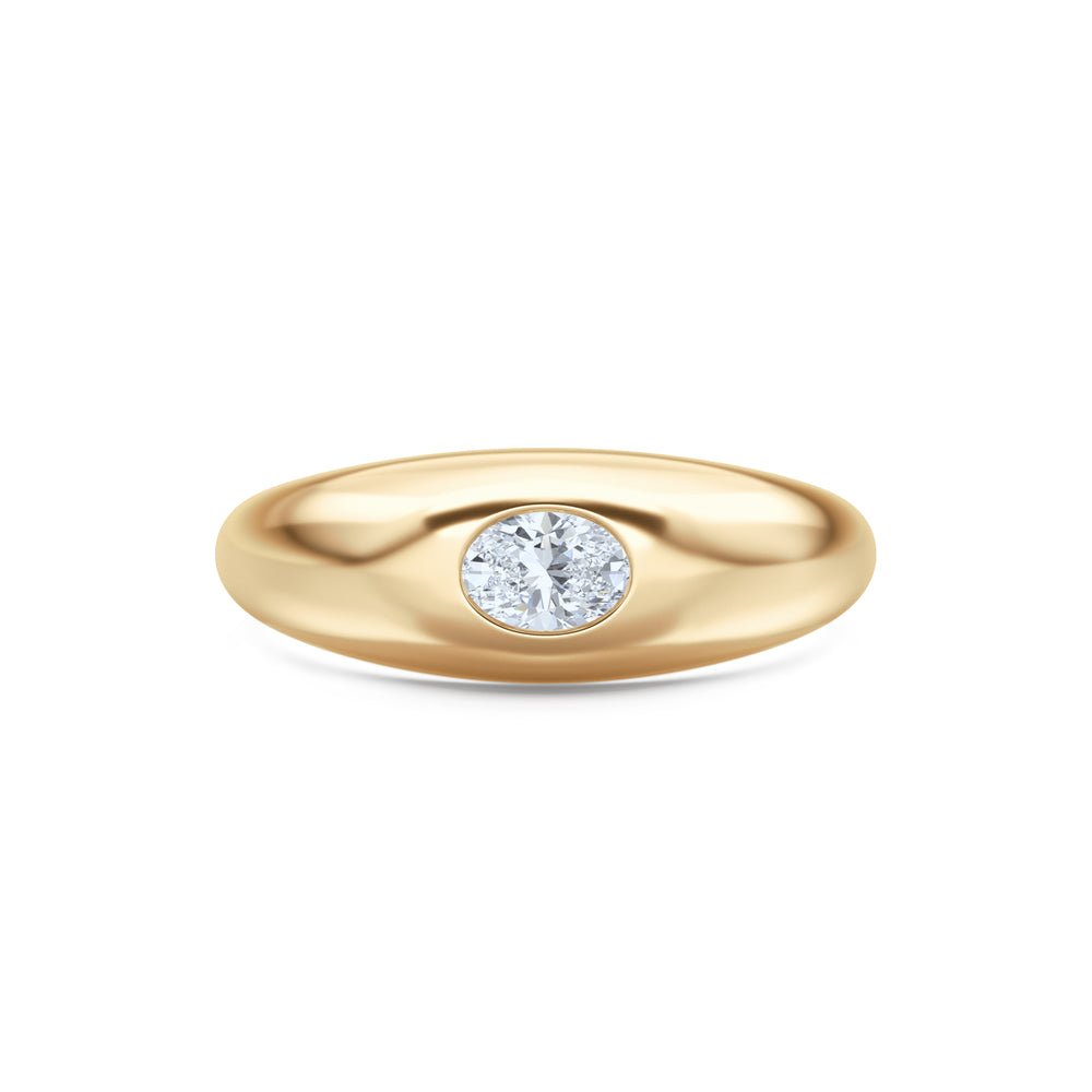 Apex 0.25ct Oval Cut Lab Diamond Signet Ring in 18K Gold Vermeil