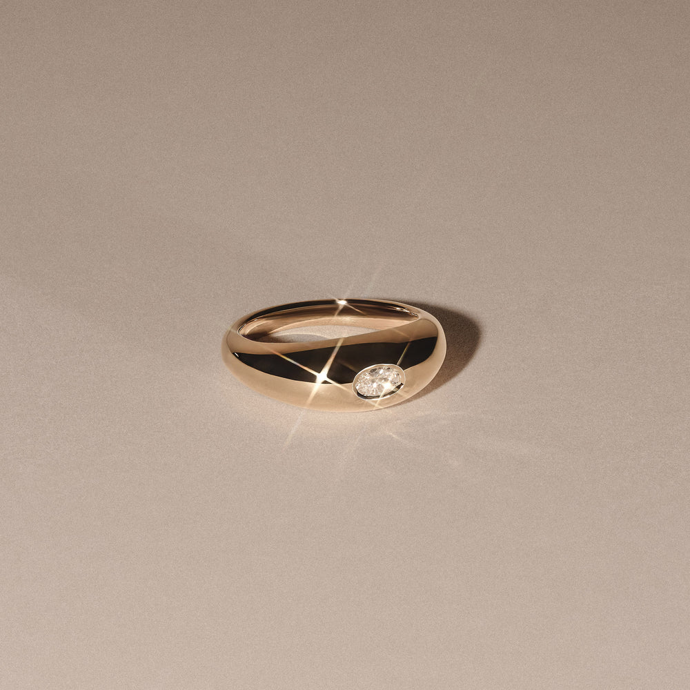 Apex 0.25ct Oval Cut Lab Diamond Signet Ring in 18K Gold Vermeil