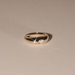Apex 0.25ct Oval Cut Lab Diamond Signet Ring in 18K Gold Vermeil