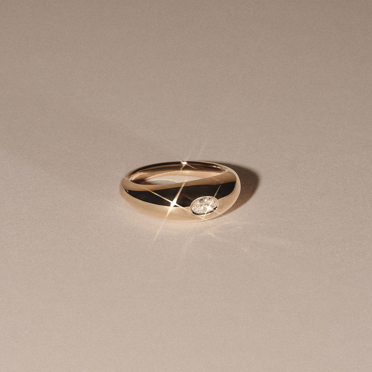 Apex 0.25ct Oval Cut Lab Diamond Signet Ring in 18K Gold Vermeil