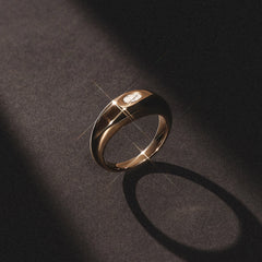 Apex 0.25ct Oval Cut Lab Diamond Signet Ring in 18K Gold Vermeil