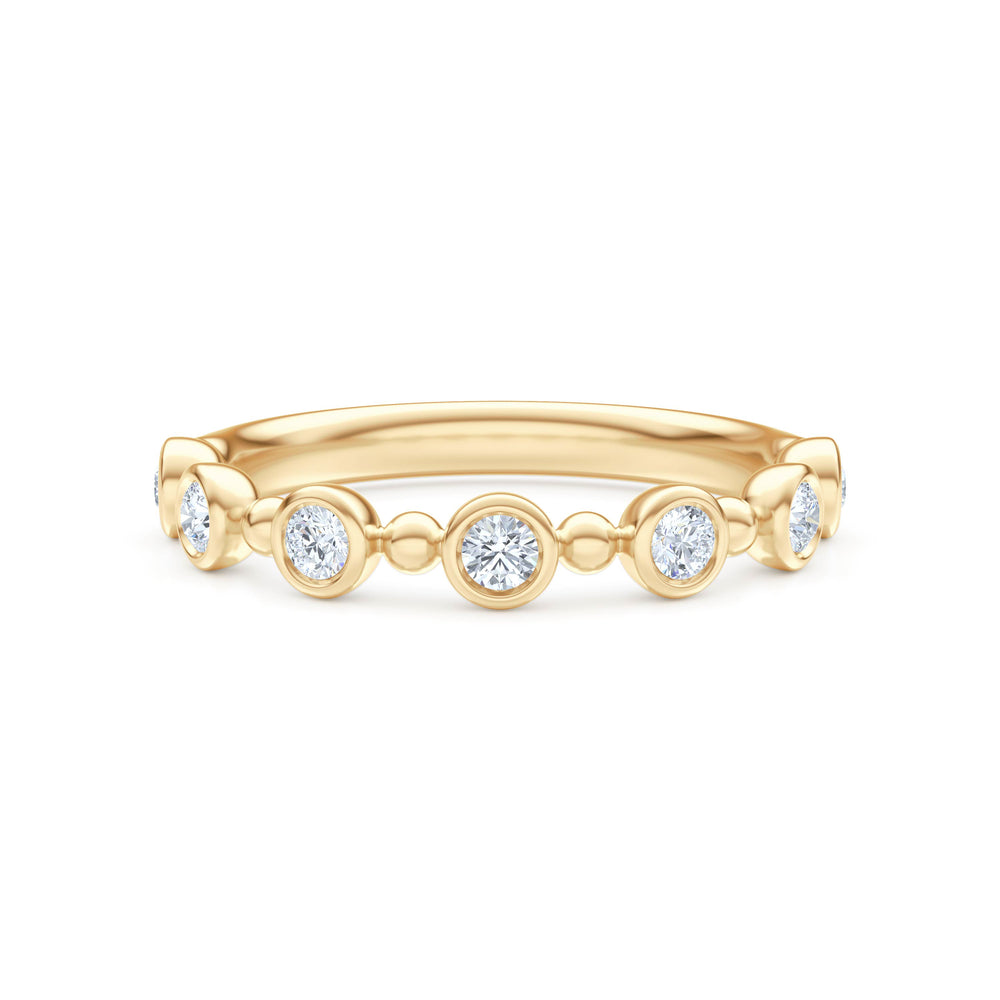 Beaded 0.21ct Round Cut Lab Diamond Half Eternity Ring in 18K Gold Vermeil