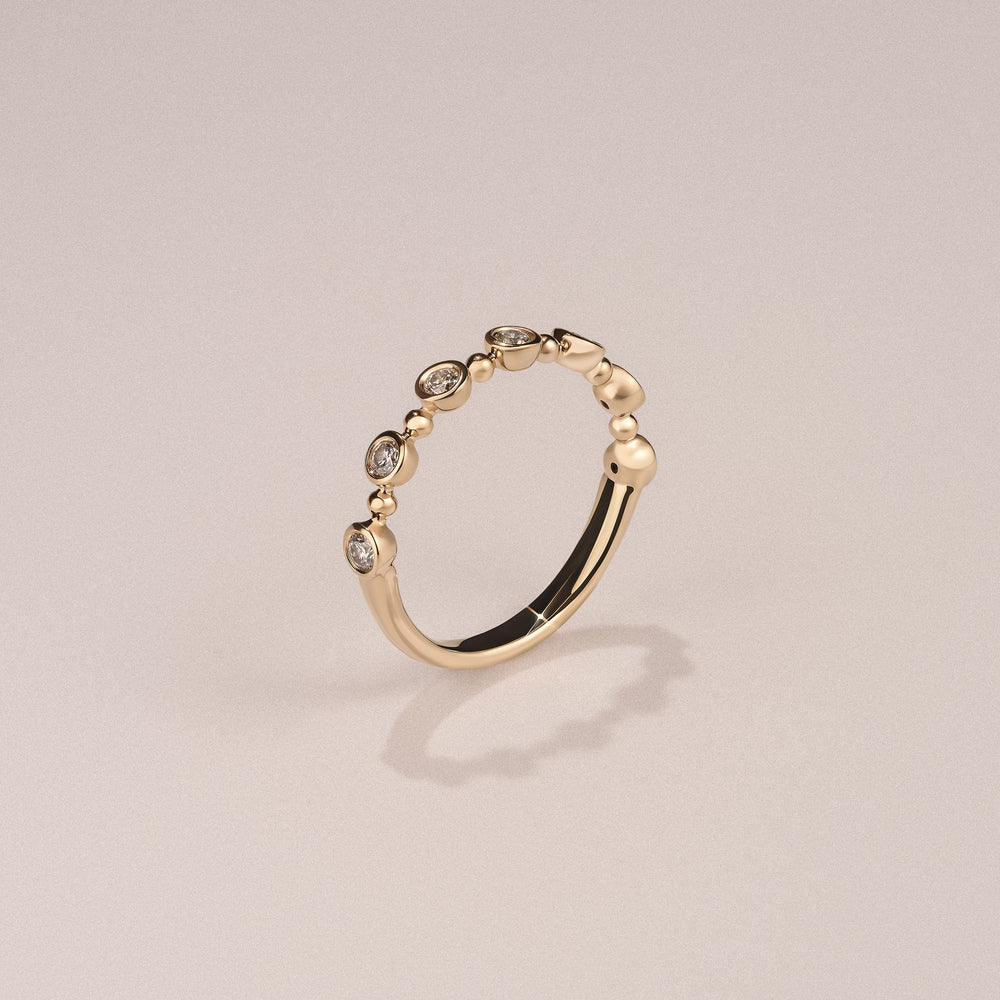 Beaded 0.21ct Round Cut Lab Diamond Half Eternity Ring in 18K Gold Vermeil