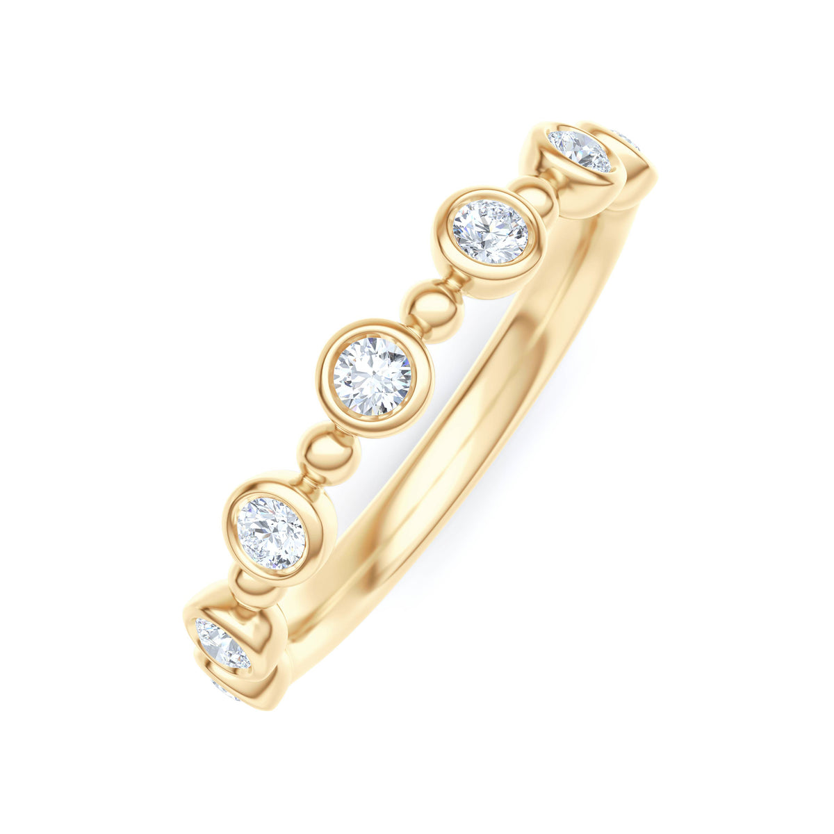 Beaded 0.21ct Round Cut Lab Diamond Half Eternity Ring in 18K Gold Vermeil