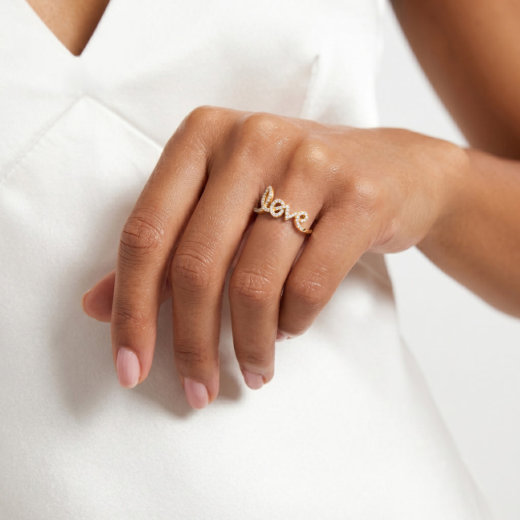 Love Motif 0.12ct Lab Diamond Ring in 18K Gold Vermeil