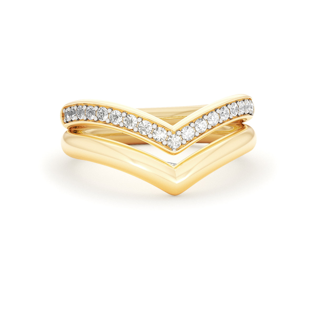 Dual 0.27ct Lab Diamond Stacking Wishbone Ring in 18K Gold Vermeil