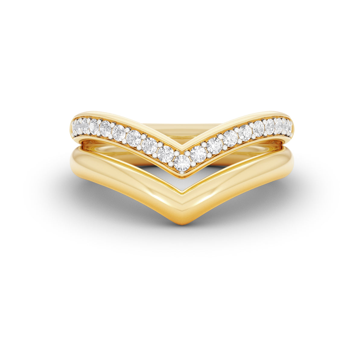 Dual 0.27ct Lab Diamond Stacking Wishbone Ring in 18K Gold Vermeil