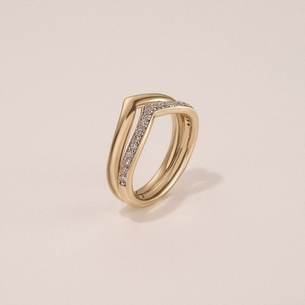 Dual 0.27ct Lab Diamond Stacking Wishbone Ring in 18K Gold Vermeil