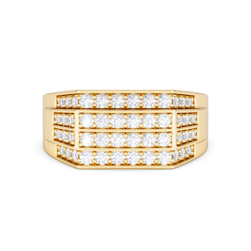 Men's 1.05ct Lab Diamond Pave Encrusted Ring in 18K Gold Vermeil