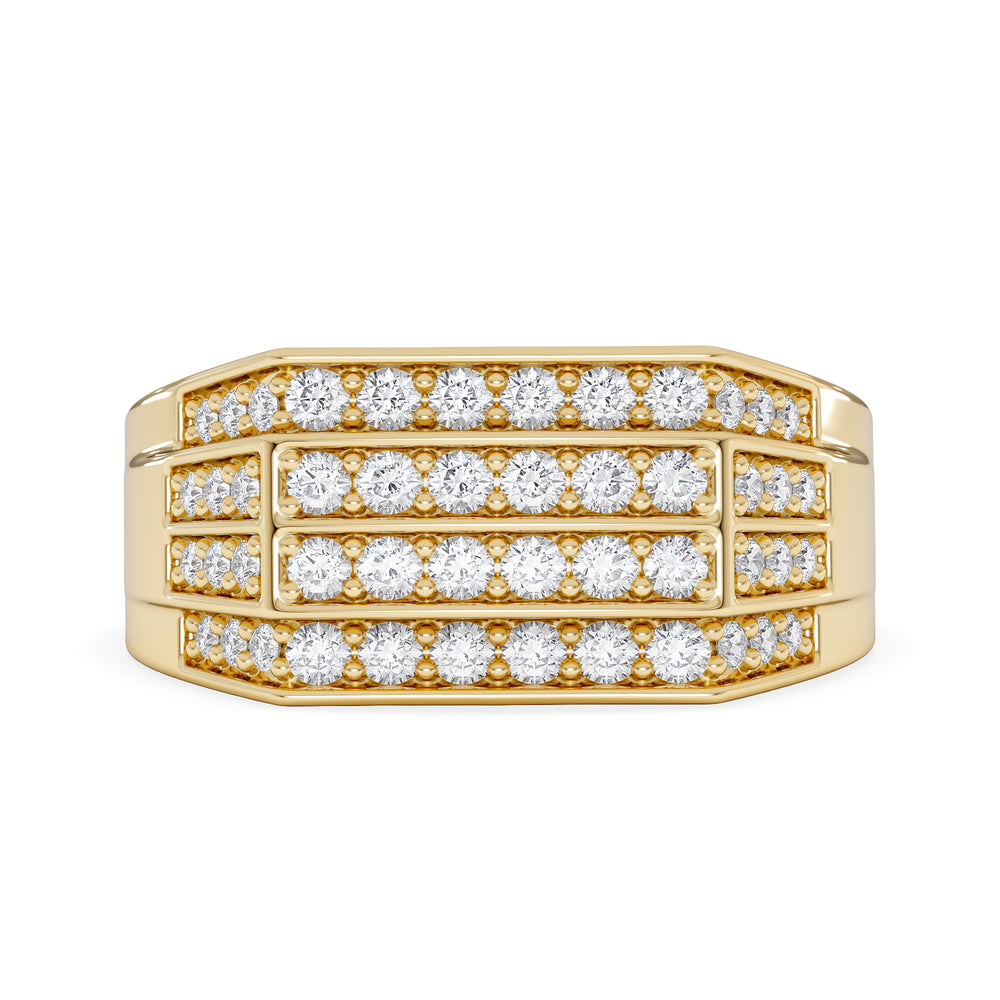 Men's 1.05ct Lab Diamond Pave Encrusted Ring in 18K Gold Vermeil