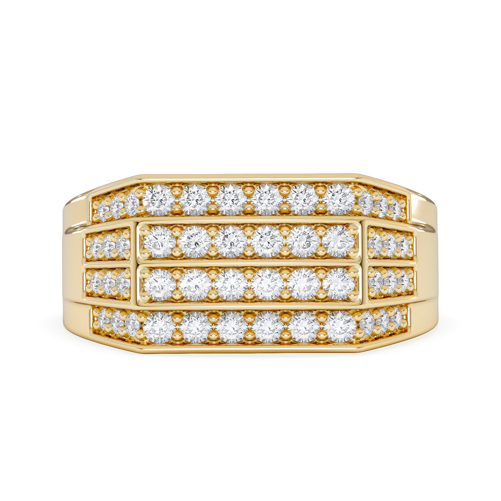 Men's 1.05ct Lab Diamond Pave Encrusted Ring in 18K Gold Vermeil