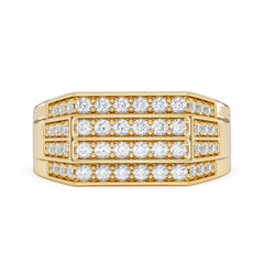 Men's 1.05ct Lab Diamond Pave Encrusted Ring in 18K Gold Vermeil