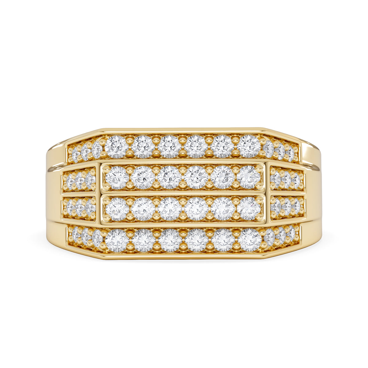 Men's 1.05ct Lab Diamond Pave Encrusted Ring in 18K Gold Vermeil