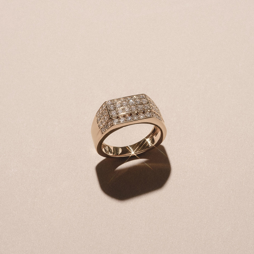 Men's 1.05ct Lab Diamond Pave Encrusted Ring in 18K Gold Vermeil