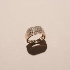Men's 1.05ct Lab Diamond Pave Encrusted Ring in 18K Gold Vermeil