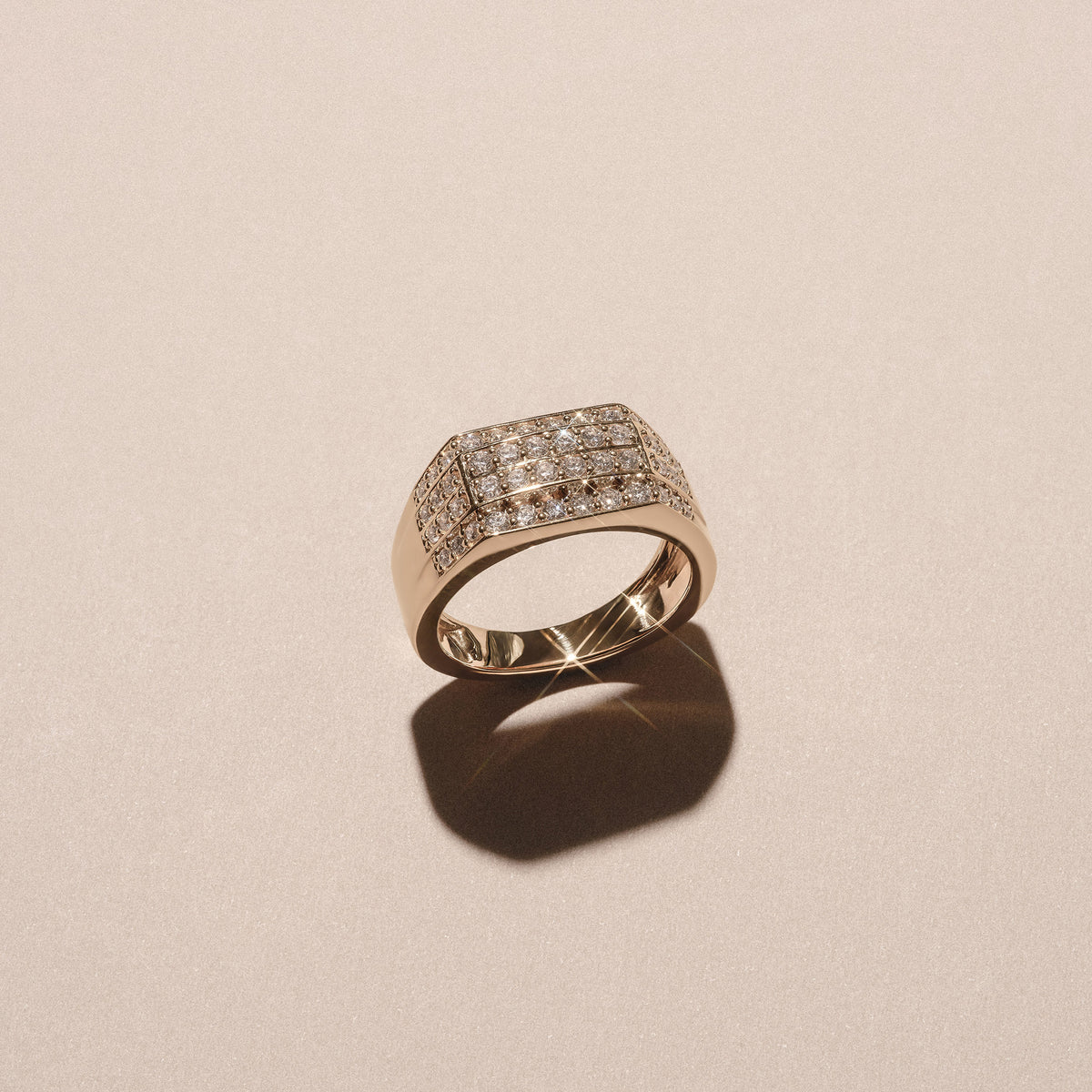 Men's 1.05ct Lab Diamond Pave Encrusted Ring in 18K Gold Vermeil