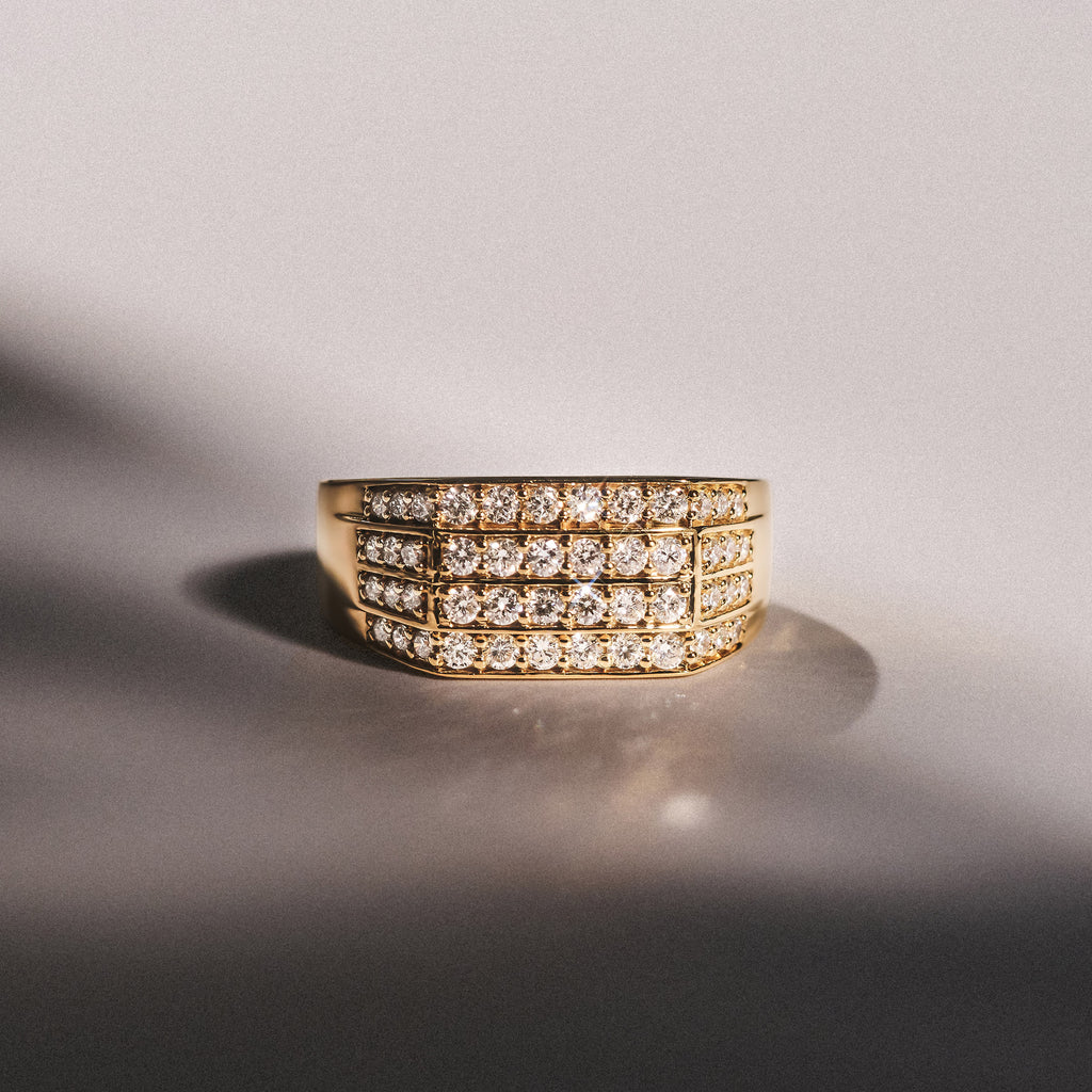 Men's 1.05ct Lab Diamond Pave Encrusted Ring in 18K Gold Vermeil