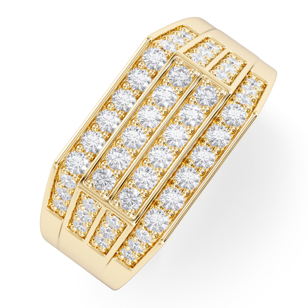 Men's 1.05ct Lab Diamond Pave Encrusted Ring in 18K Gold Vermeil