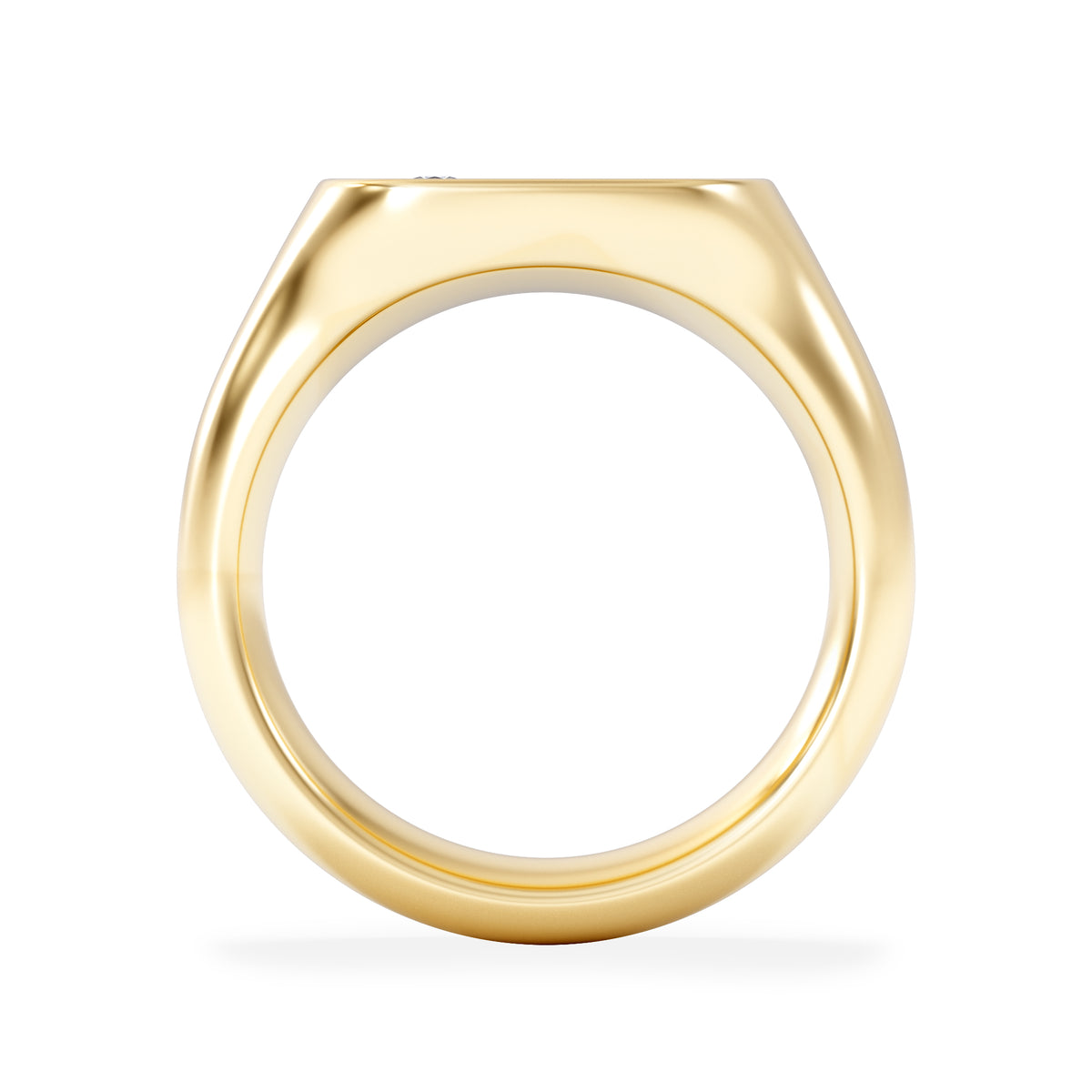 Crest 0.03ct Lab Diamond Men's Square Signet Ring in 18K Yellow Gold Vermeil