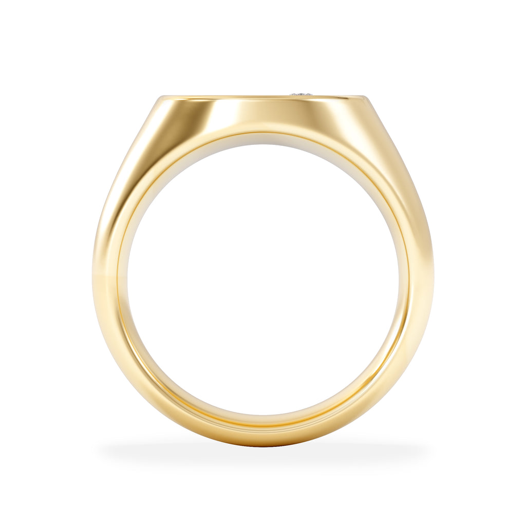 Crest 0.03ct Lab Diamond Men's Oval Signet Ring in 18K Yellow Gold Vermeil