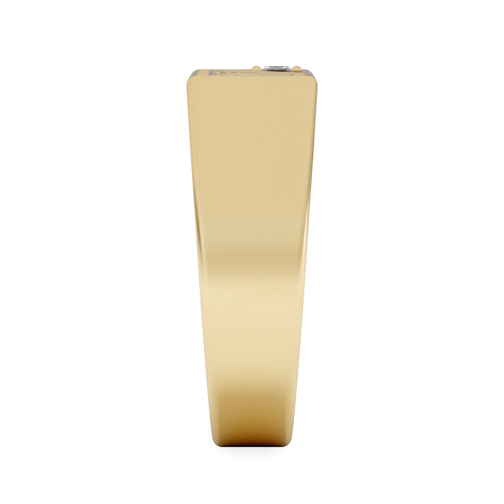 Crest 0.03ct Lab Diamond Men's Rectangle Signet Ring in 18K Yellow Gold Vermeil