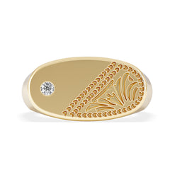 Crest 0.03ct Lab Diamond Men's Oblong Signet Ring in 18K Yellow Gold Vermeil