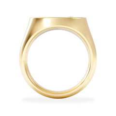 Crest 0.03ct Lab Diamond Men's Round Signet Ring in 18K Yellow Gold Vermeil