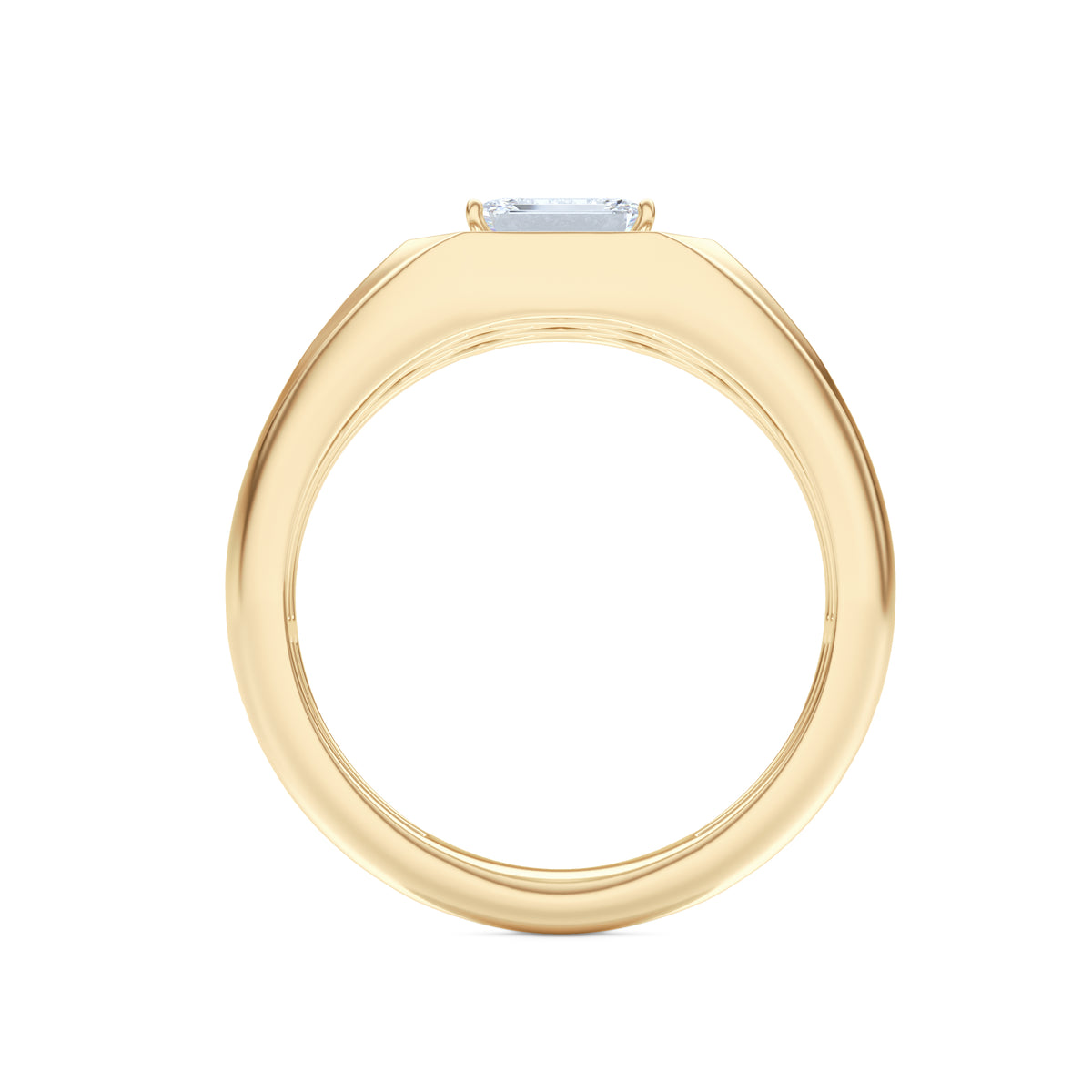 Men’s 0.62ct Emerald Cut Lab Diamond Halo Signet Ring in 18k Gold Vermeil