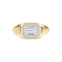 Men’s 0.62ct Emerald Cut Lab Diamond Halo Signet Ring in 18k Gold Vermeil