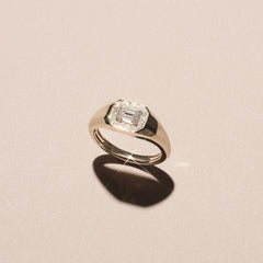 Men’s 0.62ct Emerald Cut Lab Diamond Halo Signet Ring in 18k Gold Vermeil