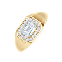Men’s 0.62ct Emerald Cut Lab Diamond Halo Signet Ring in 18k Gold Vermeil