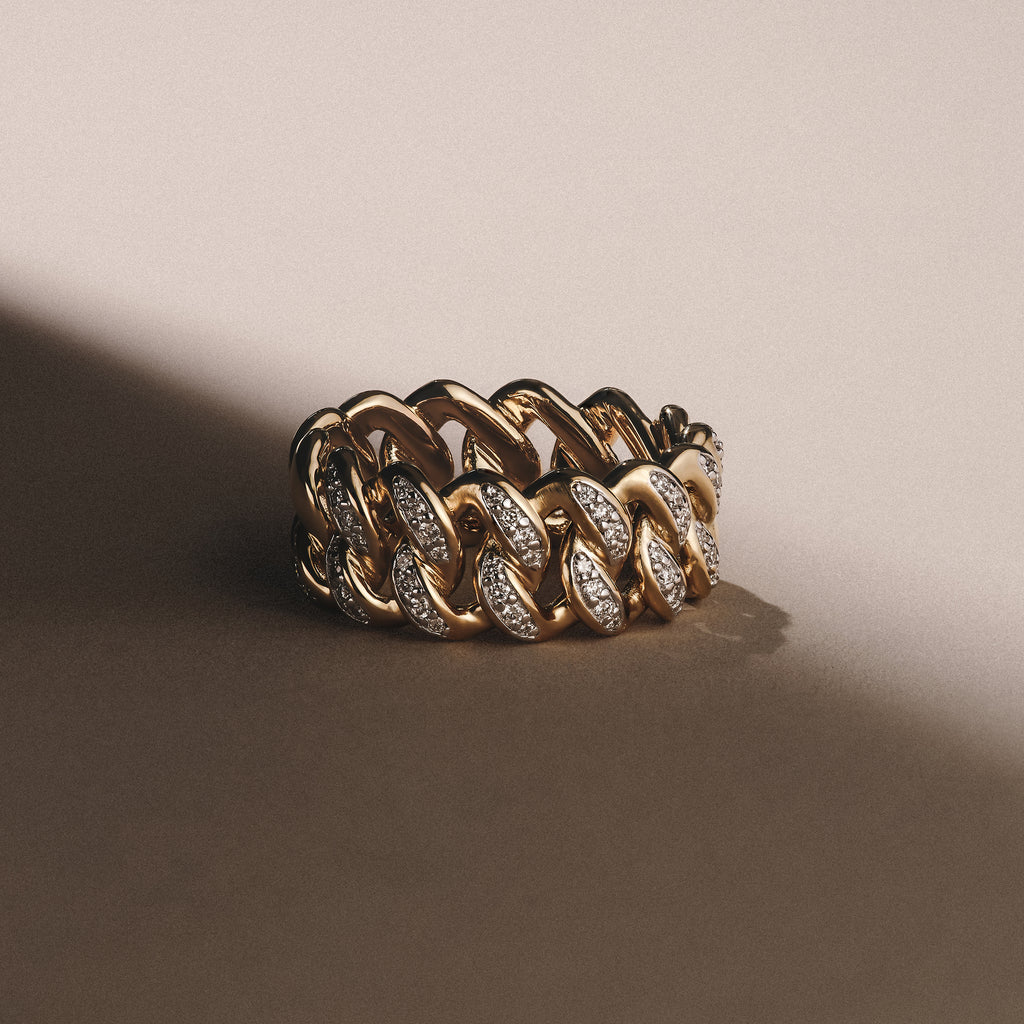Havana Men’s 0.35ct Lab Diamond Cuban Link Ring in 18K Gold Vermeil