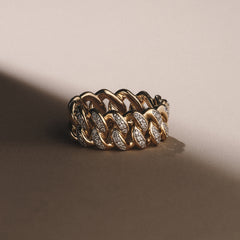 Havana Men’s 0.35ct Lab Diamond Cuban Link Ring in 18K Gold Vermeil