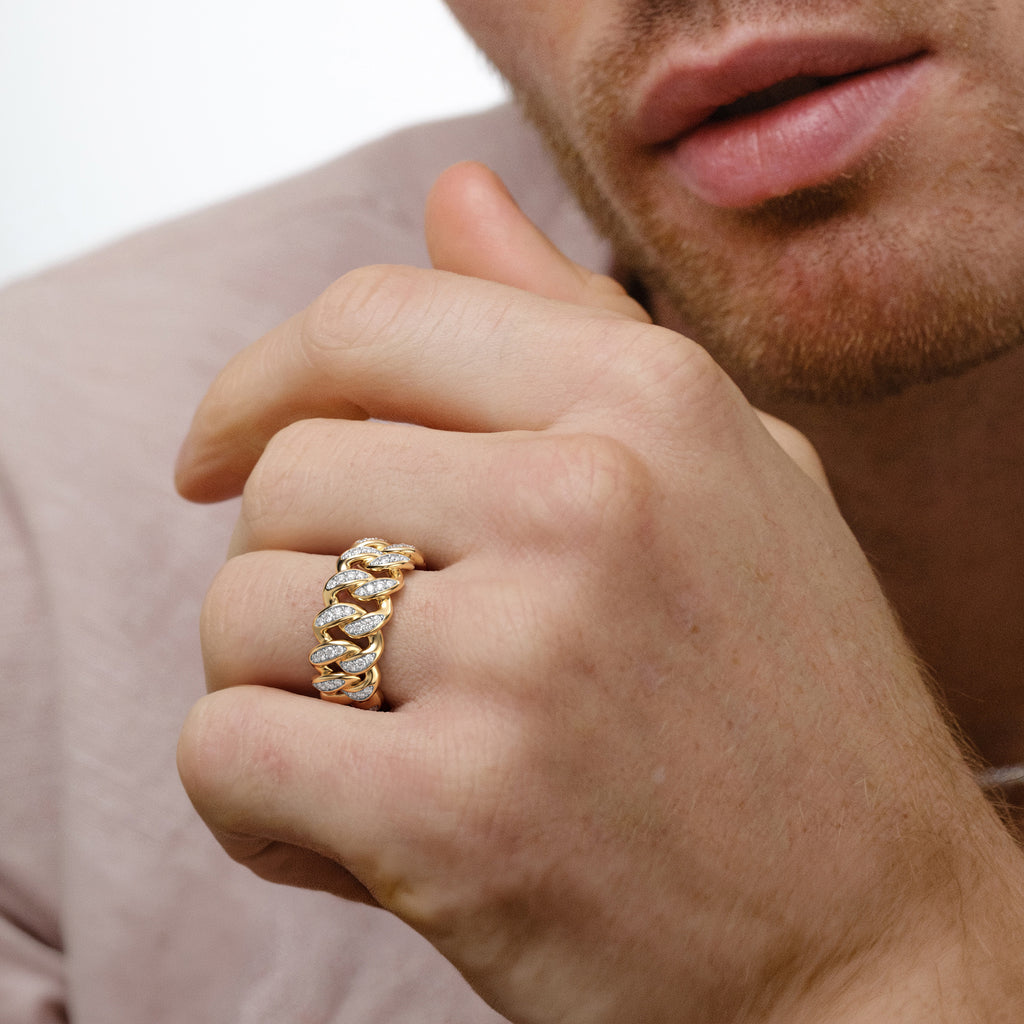Havana Men’s 0.35ct Lab Diamond Cuban Link Ring in 18K Gold Vermeil