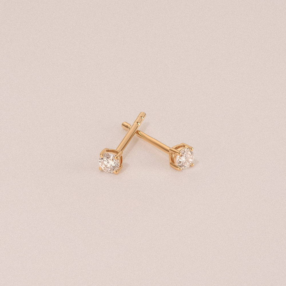 0.15ct Round Cut Lab Diamond Stud Earrings in 18K Gold Vermeil