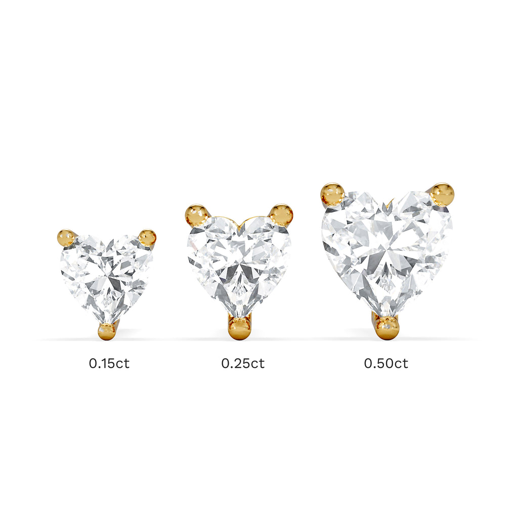 Naomi Heart Cut Lab Diamond Stud Earrings 0.30ct H/SI in 18k Gold Vermeil